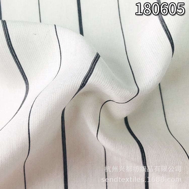 180605天丝平纹色织条  超薄春夏衬衫色织时装面料