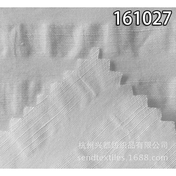 161027加捻人丝粘亚麻面料 平纹横条泡泡绉面料