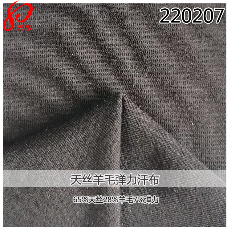 220207针织天丝莱赛尔羊毛弹力汗布 65%<i style='color:red'>lyocell</i>25%wool3%spandex