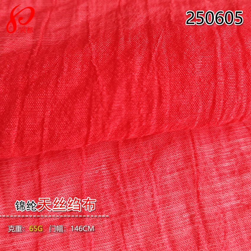 250605锦纶天丝绉布 65%天丝™莱赛尔35%尼龙薄款汉服衬衫面料65g